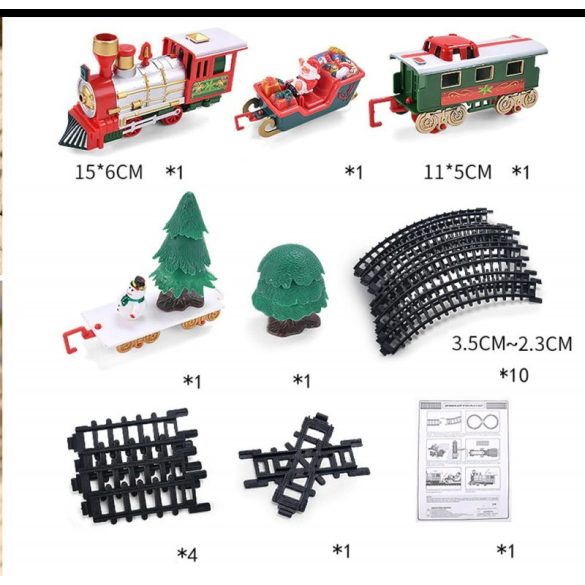 Elektromos Karácsonyi Kisvonat Dekorációs Készlet ünnepi díszítéshez