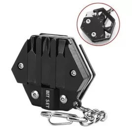   Túlélő kulcstartó többfunkciós eszköz fekete színben kültéri használatra