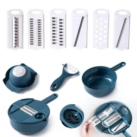   Multifunkcionális konyhai szeletelő készlet kék színben, zöldségek és gyümölcsök előkészítéséhez