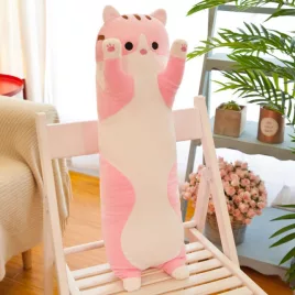   Plüss macska figura 90 cm, szürke színű, dekorációs és ölelhető játék