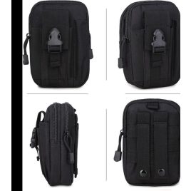   Fekete katonai stílusú övtáska túrázáshoz és mindennapi használatra
