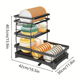   3 Szintes edény csepegtető állvány konyhai tároló és szárító rendszerrel