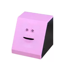   Pénzevő persely arckifejezéssel, piros színű, interaktív pénzgyűjtő játék gyerekeknek