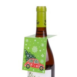   Family Karácsonyi italosüveg díszkártya - Ünnepi dekoráció 6 db/csomag