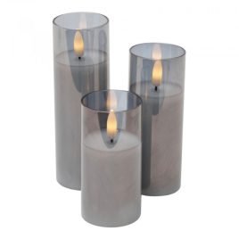   LED-es gyertyaszett dekoratív üvegben, hangulatos világításhoz