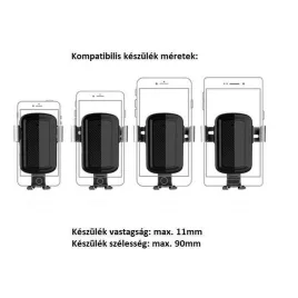   Szellőzőrácsra szerelhető univerzális autós telefontartó 4-6 colos készülékekhez