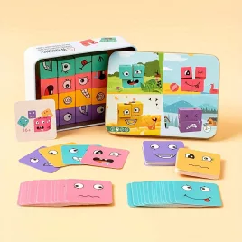   Fa Gyerekek Arc Kirakó Puzzle Építőkocka Készlet Kreatív Játékhoz