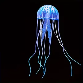   Fluoreszkáló világító szilikon medúza akvárium dekoráció Kék színben