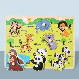   Montessori fejlesztő fa puzzle játék Járművek gyerekeknek 1