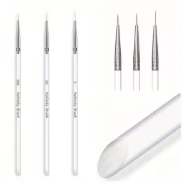   Körömfestő Csíkecset Készlet - 3 db Finom és Vékony Vonalú Precíziós Gél Köröm Ecsetek, Illatmentes Körömdíszítő Eszközök, Átlátszó 3 Darabos Készlet