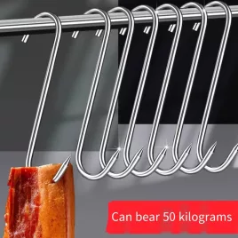  20 db rozsdamentes acél S-horog hús, hal, kolbász és baromfi akasztásához, konyhai és hentes felhasználásra