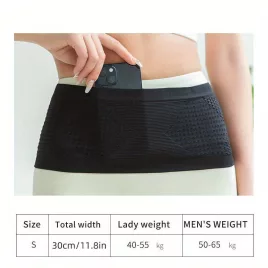   Varrat nélküli kötött sport deréktáska Fekete - L méret, kényelmes viselet futáshoz és edzéshez