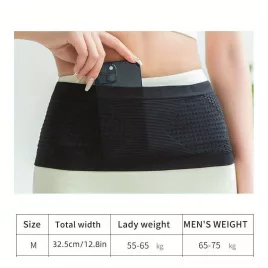   Varrat nélküli kötött sport deréktáska Fekete - L méret, kényelmes viselet futáshoz és edzéshez