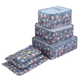   Bőrönd rendszerező szett, 6 db-os, kék színű utazási bőröndrendező készlet