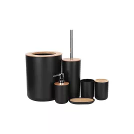   Fürdőszoba Szett 6 az 1-ben – Fekete WC Fogantyúval és Kukával