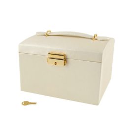   Ékszerdoboz - Bézs színű ékszer tároló és sminkes láda több rekesszel