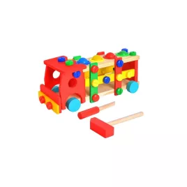   Fa oktató játékos teherautó 22372, gyermek tanulós jármű, fa jármű játék