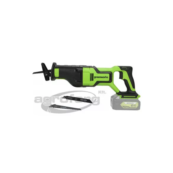 Orrfűrész akkumulátoros Greenworks GD24RS 24v, vmélység fa: 210mm, fém: 20mm, akku-töltő nélkül