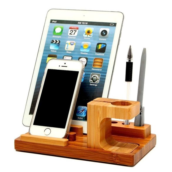 iPad, iPhone és Apple Watch dokkoló, fa dizájn