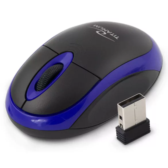 Titanum vezeték nélküli optikai egér 2.4GHz USB 3D fekete/kék