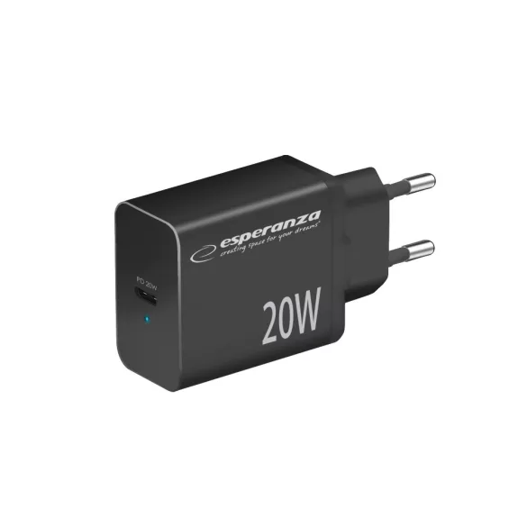 Esperanza Quick Power 20W USB-C PD hálózati töltő fekete