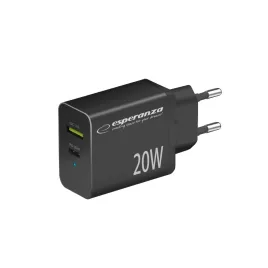   Esperanza hálózati gyorstöltő 20W USB-C PD / USB-A QC 3.0 18W fekete