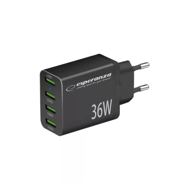 Esperanza Quick Power hálózati töltő 36W 4x USB-A QC 3.0 18W
