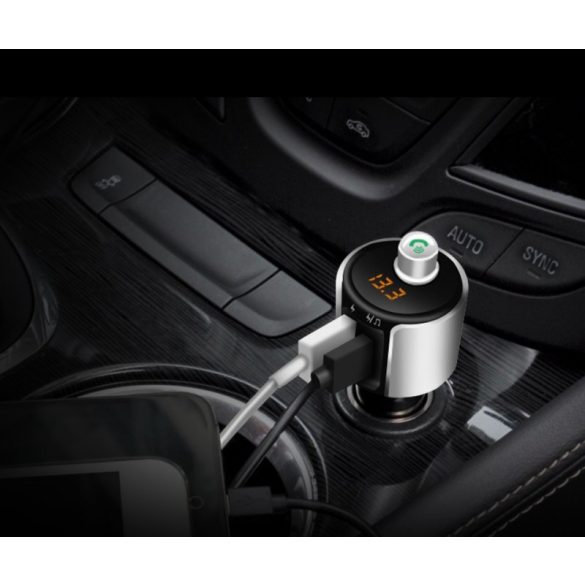 FM Transmitter töltöttség jelzővel dual USB porttal Bluetooth-al