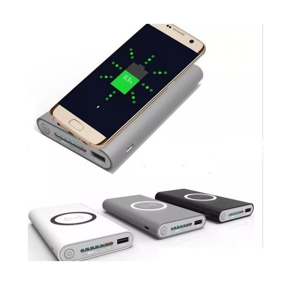 Hordozható 10000mAh powerbank és Qi mobiltöltő