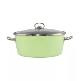 Zöld Elite Zománcozott lábas 24 cm + üvegfedő