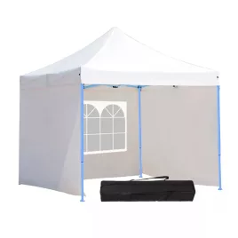   Összecsukható kerti pavilon, 3 fallal és hordtáskával 2,9x2,9 m, fehér