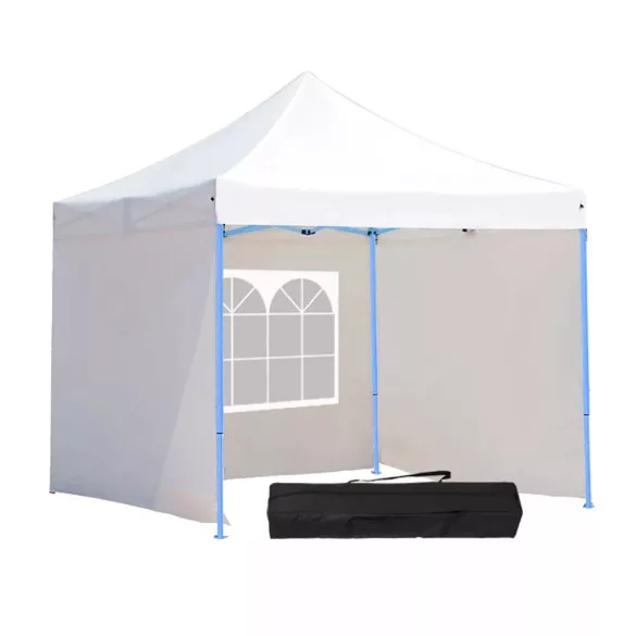 Összecsukható kerti pavilon, 3 fallal és hordtáskával 2,9x2,9 m, fehér