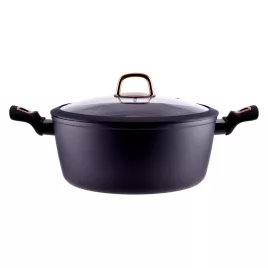   Golden Line tapadásmentes alumínium lábas üvegfedővel, 28cm, 6,1L, indukciós