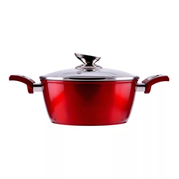 Perfect Home Red Line tapadásmentes alumínium lábas üvegfedővel 22cm, 2.6L, indukciós