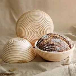 Rattan kerek kenyér kelesztőtál / szakajtó 25*8 cm