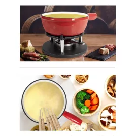 Zománcozott öntöttvas fondue szett 1,8 liter piros