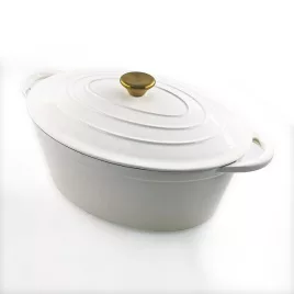   Perfect Home zománcozott öntöttvas ovális kacsasütő 30cm 4.2L fehér