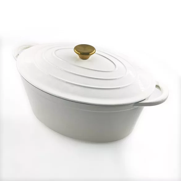 Perfect Home zománcozott öntöttvas ovális kacsasütő 30cm 4.2L fehér