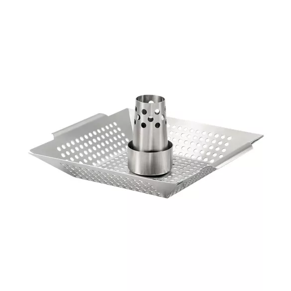Rozsdamentes csirkesütő állvány és grillkosár 35*31 cm 52535