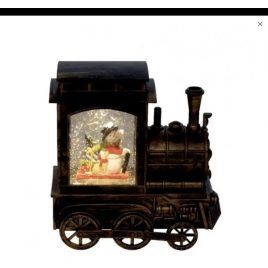   Karácsonyi mozdony dekoráció vízkeveréssel, csillámokkal 