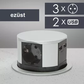 Rejtett elosztó 3-as dugasszal és 2 USB dugasszal