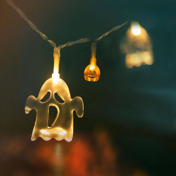 Halloween-i LED-es fényfüzér (szellem, tök - 10 LED - 1,2 m)