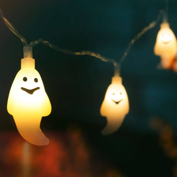 Halloween-i LED-es fényfüzér (szellem - 10 LED - 1,35 m)