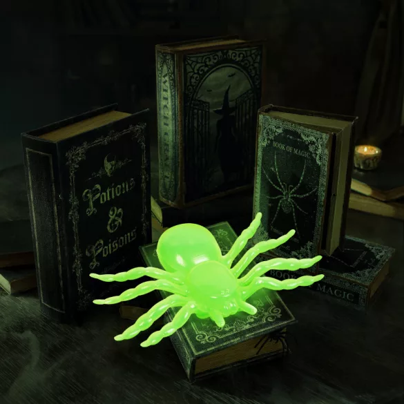Foszforeszkáló pók szett - halloween-i dekoráció (2 darabos csomag)
