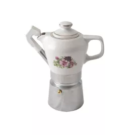   Szarvasi - 2-4 személyes, rózsával díszített porcelán kávéfőző