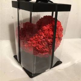 Díszdobozos rózsaszív, 40 cm