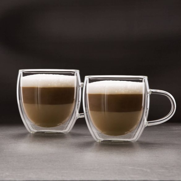 Duplafalú cappuccino üveg csésze - 250 ml (2 darab)