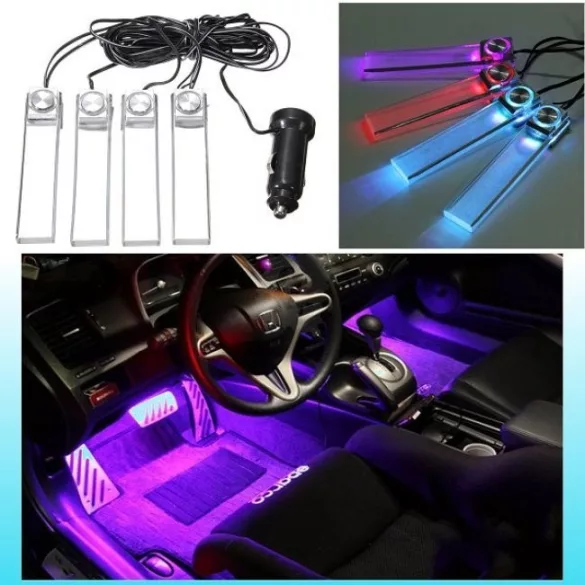 Szivargyújtóról működő színváltós belső világítás﻿ autóba﻿
