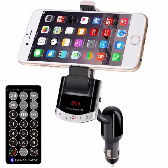 Vezeték nélküli bluetooth transmitter mobiltelefon tartóval LCD kijelzővel