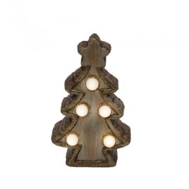 LED-es kerámia asztali dísz, fenyőfa